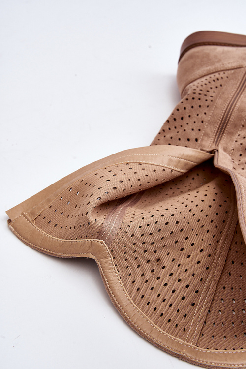 S.Barski HY66-150 Průsvitné kozačky na ploché podrážce béžové