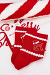 Dámske vianočné ponožky Medveď v čiapke Santa červené