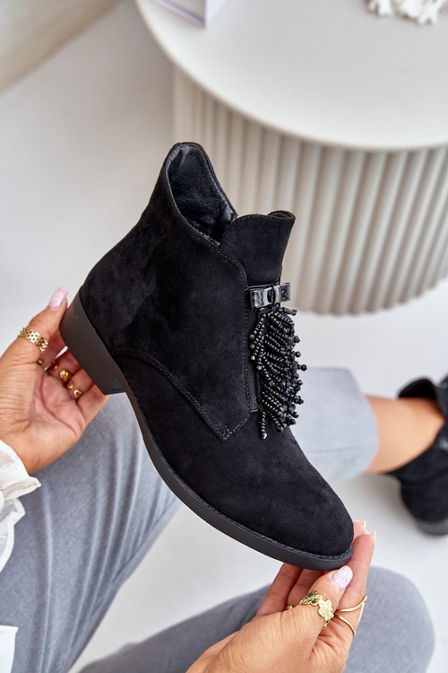 Zateplené Nízké Boty S Dekorací Na Zip Černé S.Barski HY42-715