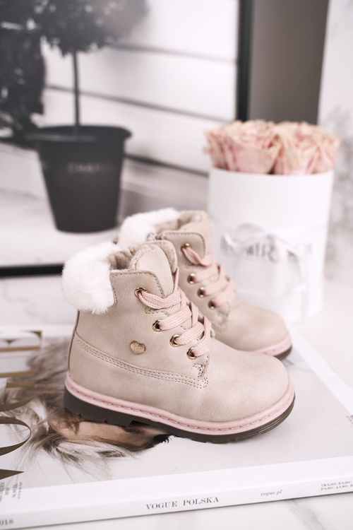 Dětské Boty Traperky Teplé Béžové Maestro