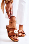 Pohodlné flip -flops s dekoráciou Brown Leila