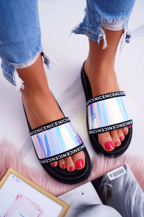 Ženské čierne dúhové nerdo papuče