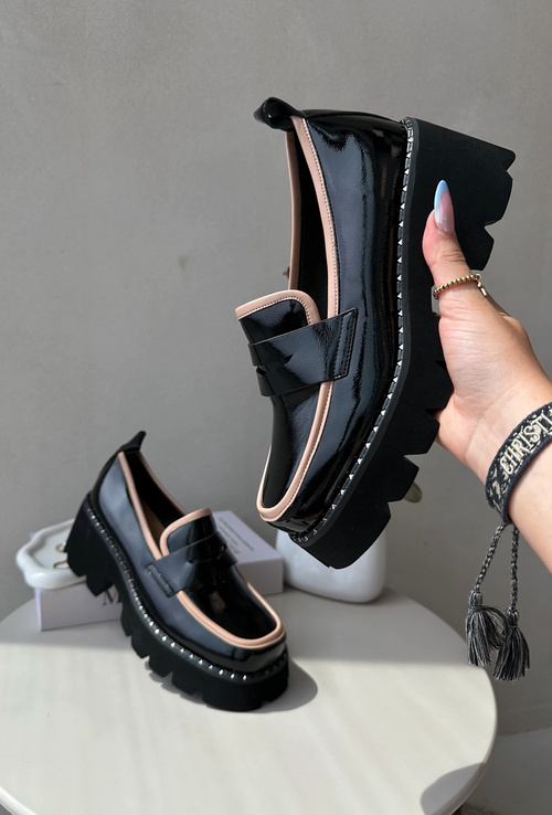 Kožené dámské mokasíny D&A MR870-32 černé