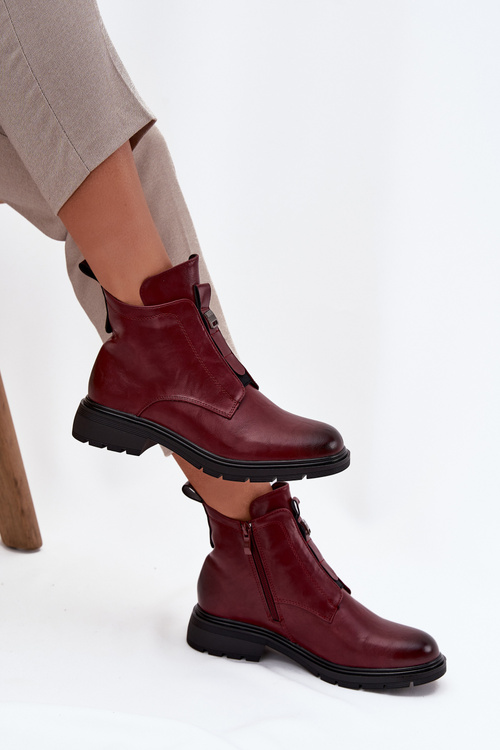 Zateplené dámske členkové čižmy na zips s ozdobným detailom Bordeaux Roselle