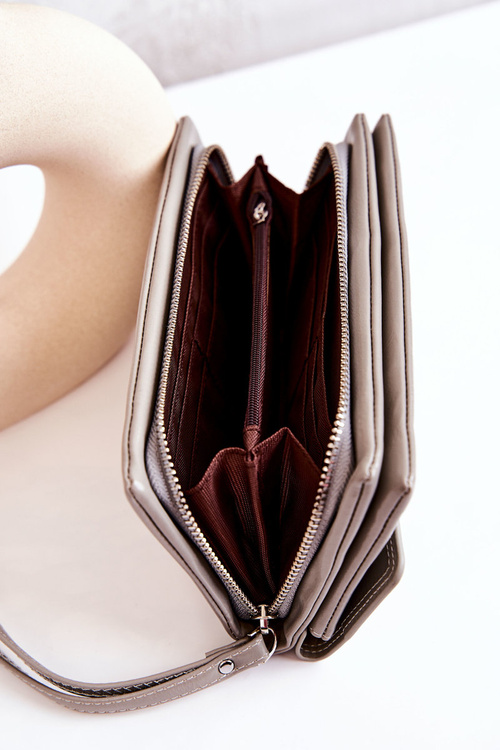 Veľká kožená peňaženka na šedom posúvači Loreine