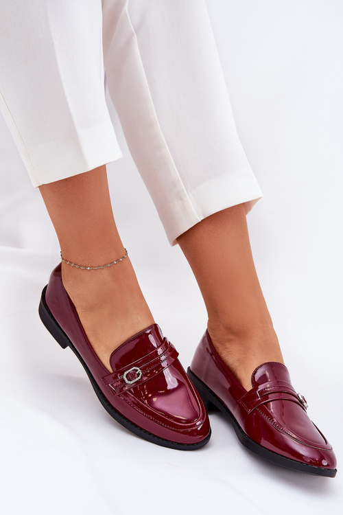 Lakovane Dámske Mokasíny S Dekoratívnou Sponou Bordové Mollan