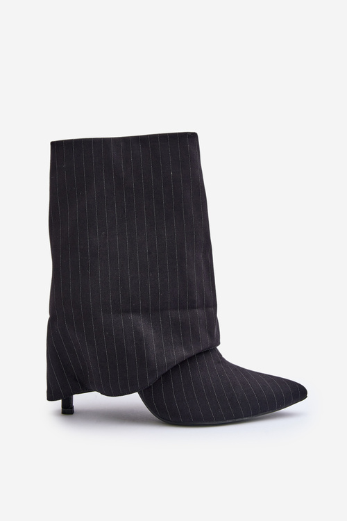 Dámske Čižmy Na Opätku S Ohnutým Zvrškom A Špicatými Prstami Čierne Naritua