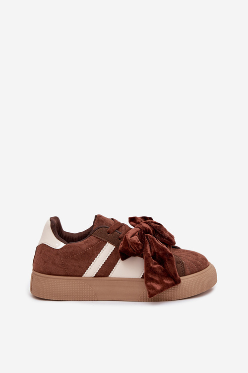 Dámské tenisky s semišovou mašlí hnědé Ashlyn