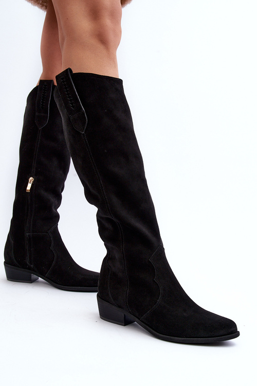 Zazoo 3427 Dámské Semišové Kozačky Cowboy Černé