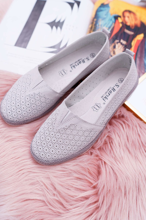 Espadrilles Dámsky kožený semišový šedý bimbo