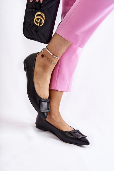 Kožené baleríny s čiernou Spitz Simone