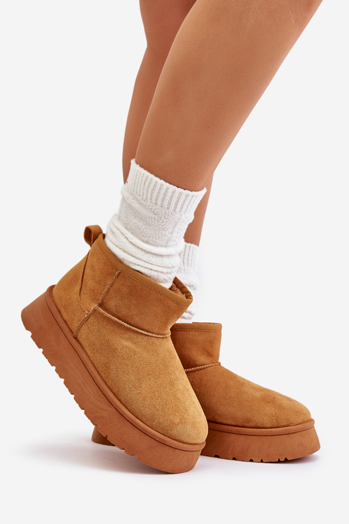 Nízke Dámske Snehule Na Platforme Zateplené Kožušinou Camel Saldren