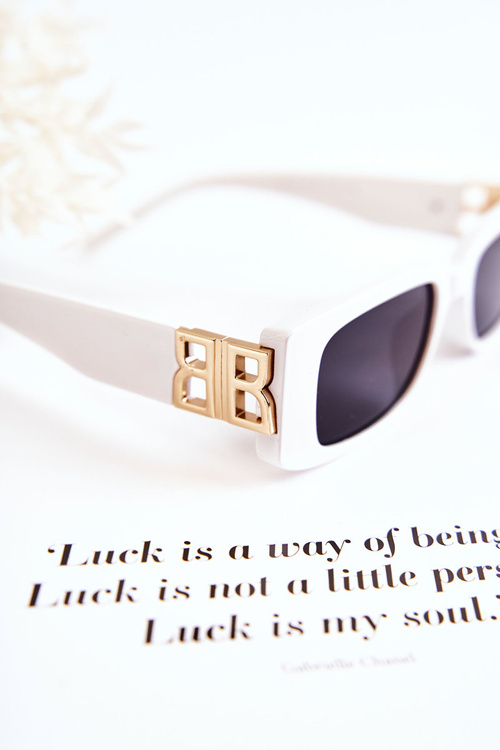 Módní obdélníkové sluneční brýle V120035 Bílý