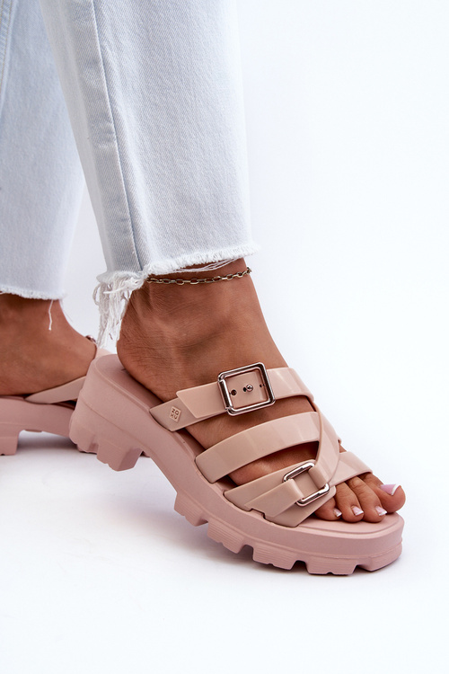 Vonné Dámské Pantofle Na Nízkém Podpatku ZAXY NN285044 Růžové