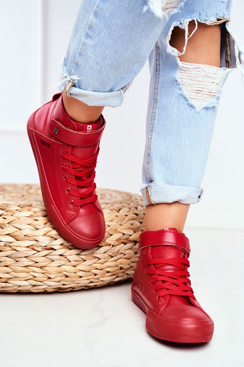 Dámské Kožené Vysoké Tenisky BIG STAR V274529 Červené