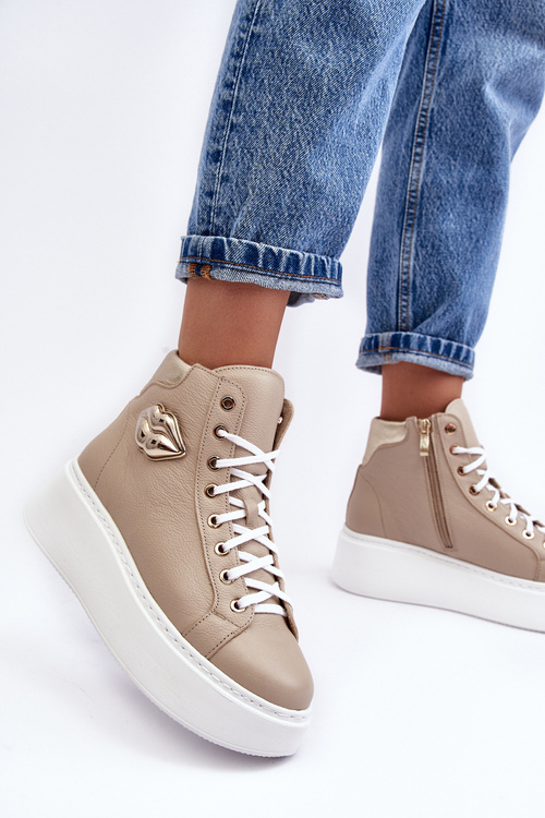 Dámské vysoké tenisky na zip Lemar Bež Katerin