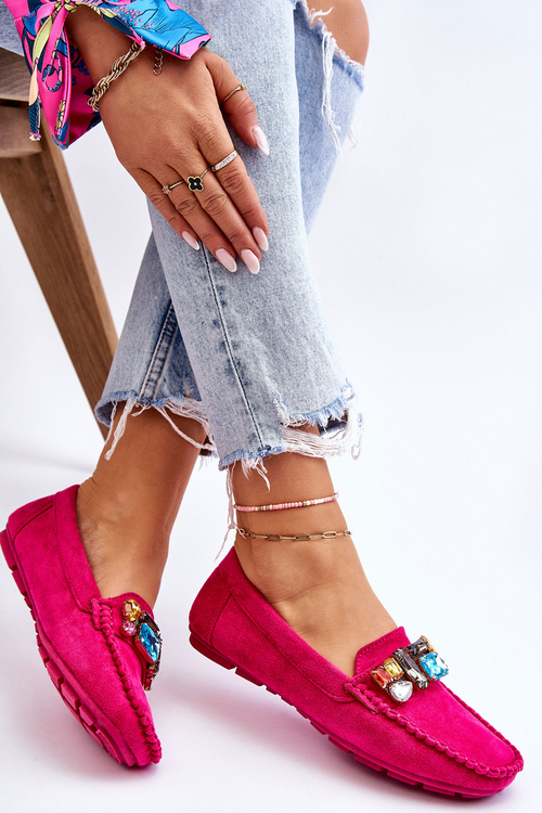 Dámské semišové mokasíny s krystaly Fuchsie Lucille