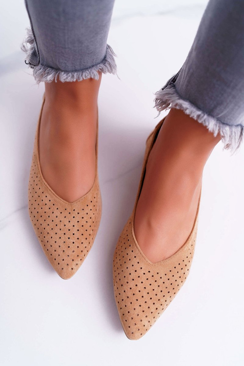 Dámské Baleríny Lu Boo Perforované Camel Dessert