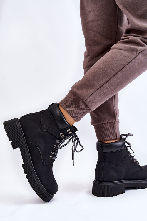 Izolované topánky žien čipky -up Čierna polovica