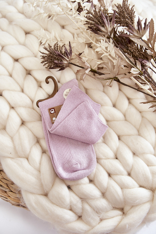 Dámske antibakteriálne ponožky s lesklou niťou ružovou farbou