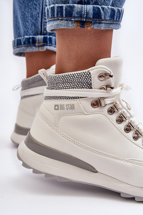 Trekové Boty Trapery Šněrovací Bílé Big Star MM274675