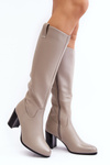 Dámské šedé kozačky přes koleno na sloupku Nelamessa