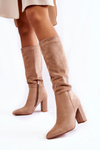 Suede vložený vysoký podpätky Beige Miriam