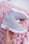 Detské mládežnícke športové topánky Glitter Silver Deva
