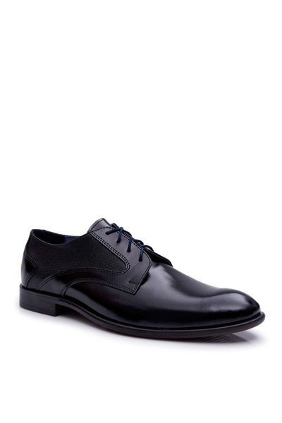 Pánské Polobotky Bednarek Elegantní Kožené Lakované Obuv Černé Midas
