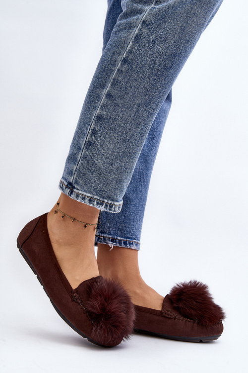 Dámské mokasíny s kožešinou hnědé Novas