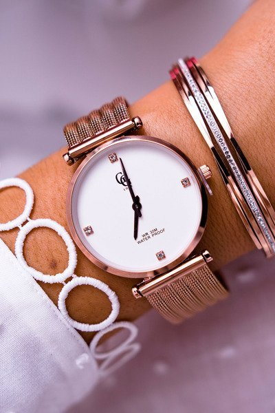 Dámsky GG Luxe Watch Wide Bracelet Pink Vivena Gold