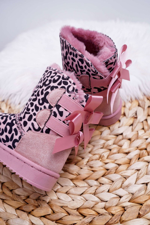 Dětské Sněhule s Kožešinou Růžové Fiona