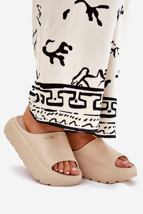 Dámské Pěnové Pantofle Na Platformě Big Star RR274A569 Béžové