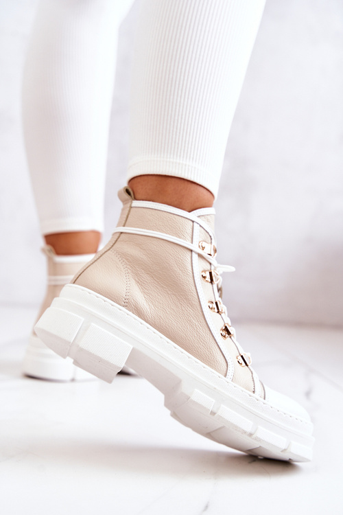 Kožené boty Béžová a bílá Letty