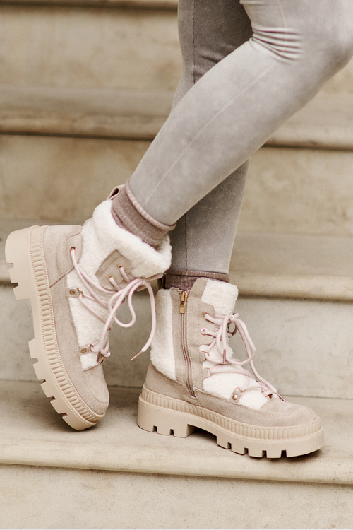 Boty S Kožíškem Typu Beránek Béžové Merilana