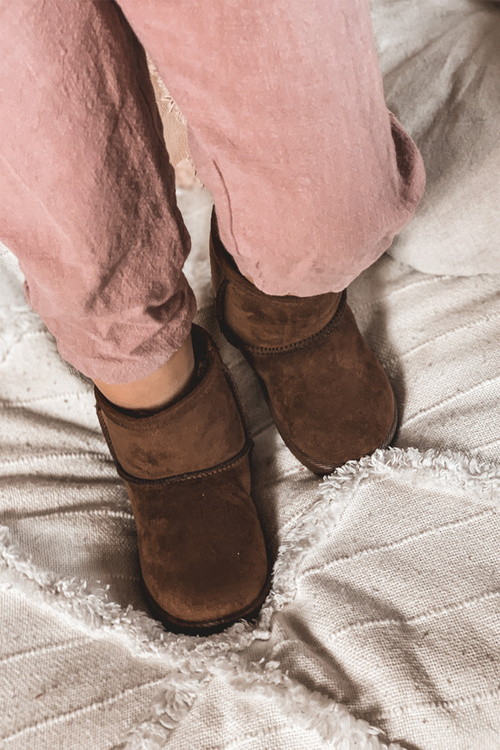 Izolované topánky pre deti snehové topánky hnedé gooby