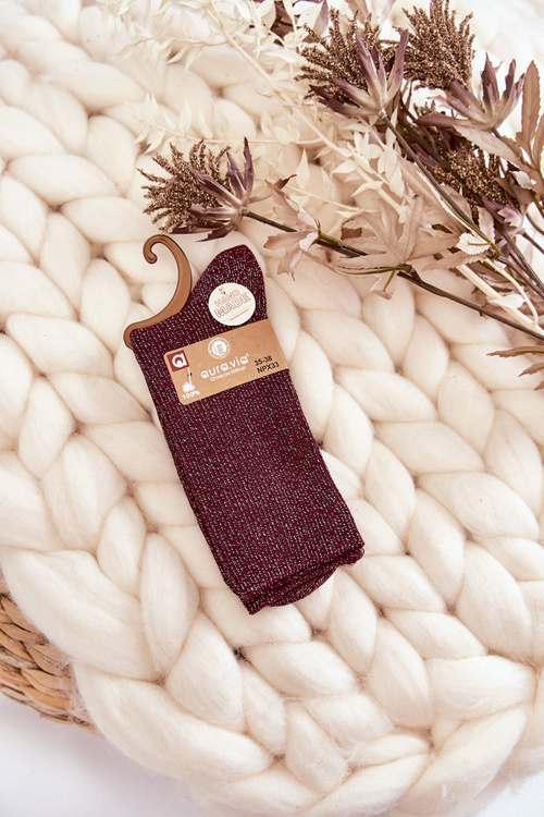 Dámské antibakteriální ponožky s lesklou nití Maroon