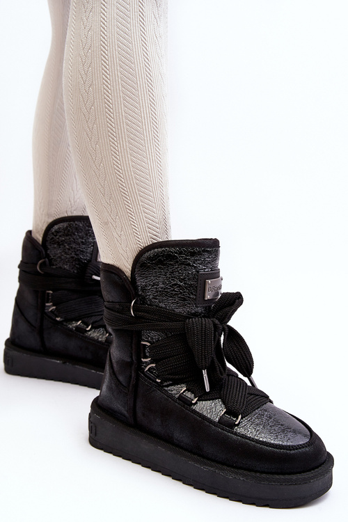 Dámske snehové topánky s viazaním D.Franklin DFSH370006 čierna