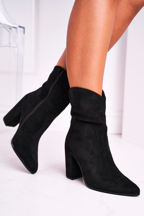 Dámské Kotníkové Boty Eko Semišové černé Ecstasy