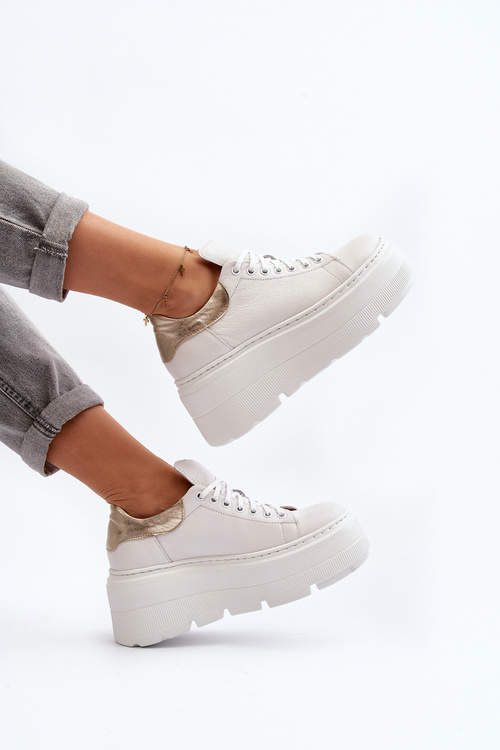 Dámske kožené športové topánky na platforme M01/1 Zazoo svetlo béžové