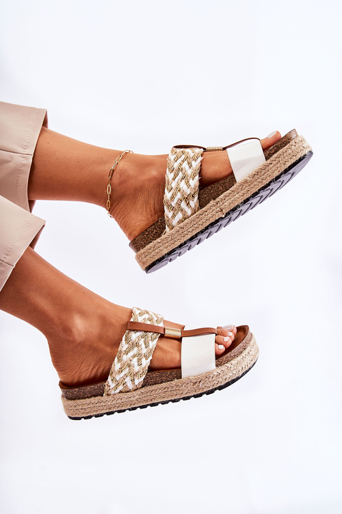 Dámske biele kožené papuče Simona