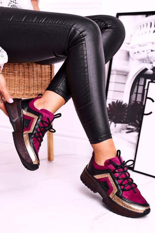 Dámské Boty Sneakersy Kůže Maciejka Burgundy 04731-23