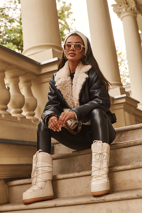 Dámske vysoké snehové topánky béžová venila