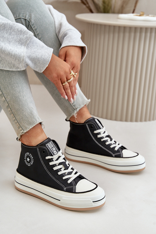 Zateplené Dámské Tenisky Na Platformě Eko Kůže Big Star OO274062 Černé