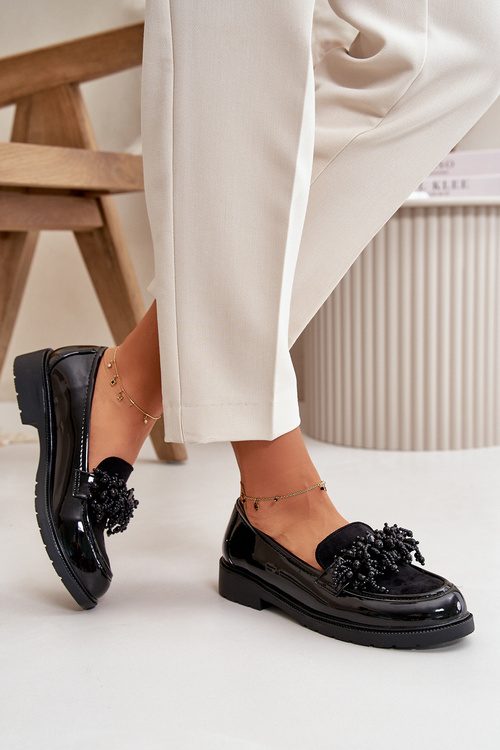 Dámské Lakované Mokasíny S.Barski HY42-369 Černé