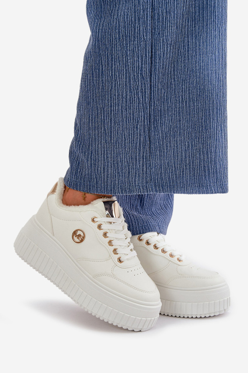 Tenisky Sportovní Boty Dámské Zateplené Na Masivní Podešvi Bílé Ardiela