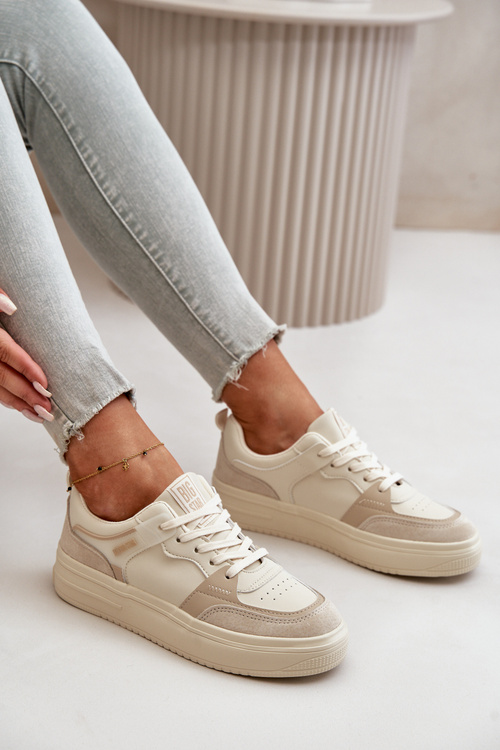 Dámske Nízké Tenisky Z Eko Kože Big Star OO274029 Béžové