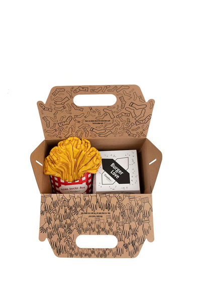 Dúhové ponožky ponožky Take -out hamburger hranolky 4 páry