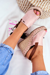 Dámske sandále na klinovej veľkej hviezde Pink FF274984