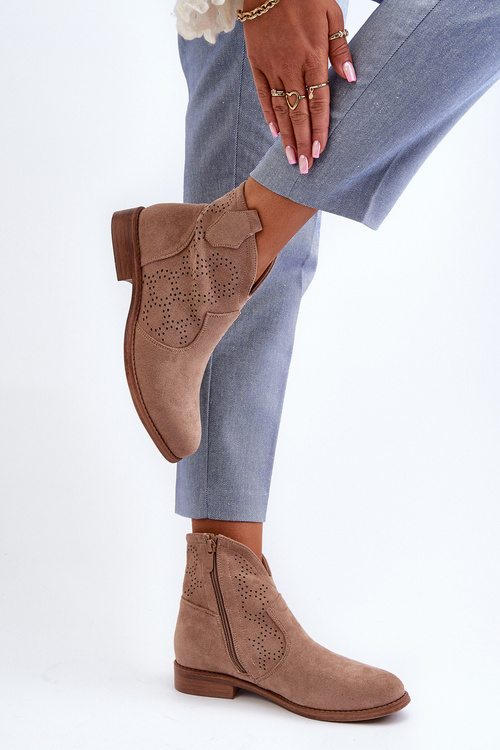 Dámské Průsvitné Botky Na Ploché Podrážce Beige S.Barski HY66-151